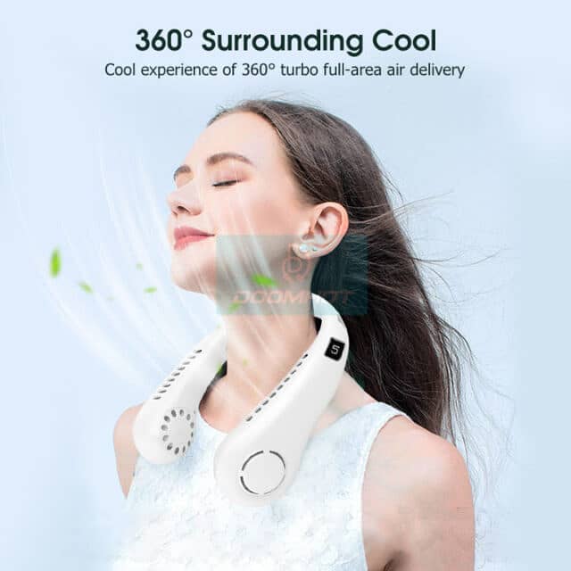 Portable Bladeless Neck Fans Rechargeable 360° USB Cooling Fan 5