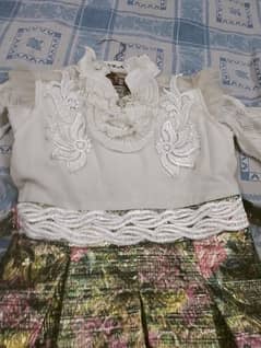 good condition imported girl frock jamawar bnarsi in affordable price 0