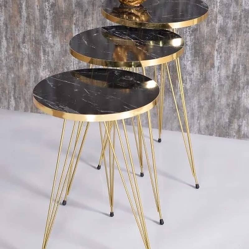 1 Pcs  / Set of 3 Round Coffee Table HIGH Gloss Nesting End Tables 2