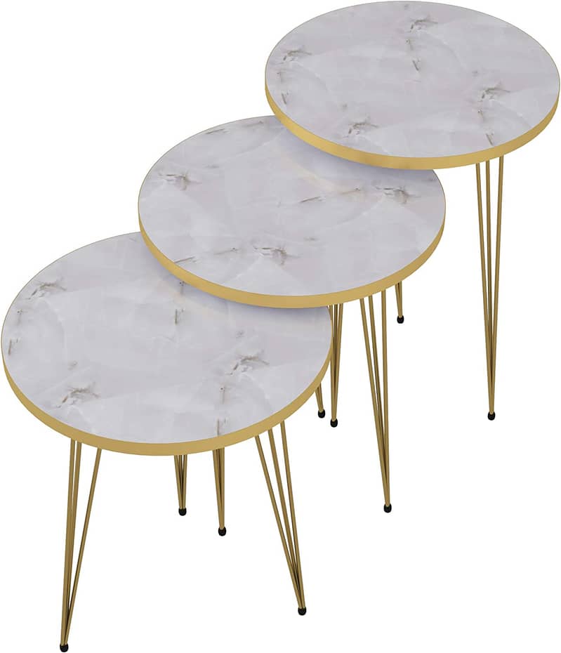 1 Pcs  / Set of 3 Round Coffee Table HIGH Gloss Nesting End Tables 10