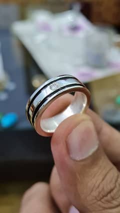 Men Silver Ring With Moissanite diamond