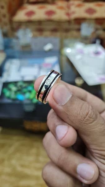 Men Silver Ring With Moissanite diamond 3