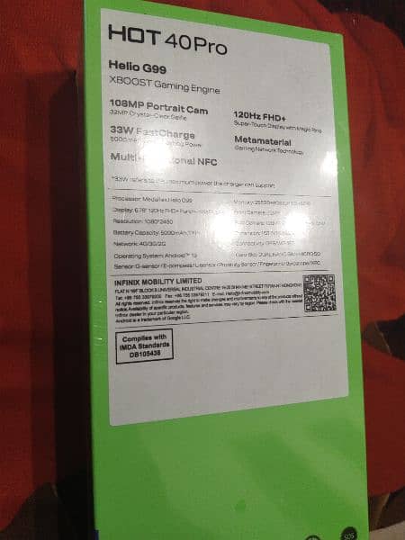 infinix hot 40 pro 16gb ram 256gb pta approved Box seal packed 1