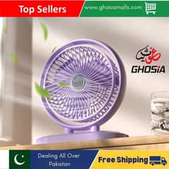 Electric Portable Mini Desk Fan 180° Rotating USB Rechargeable 3 Speed