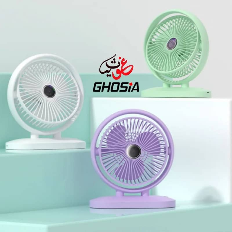 Electric Portable Mini Desk Fan 180° Rotating USB Rechargeable 3 Speed 1