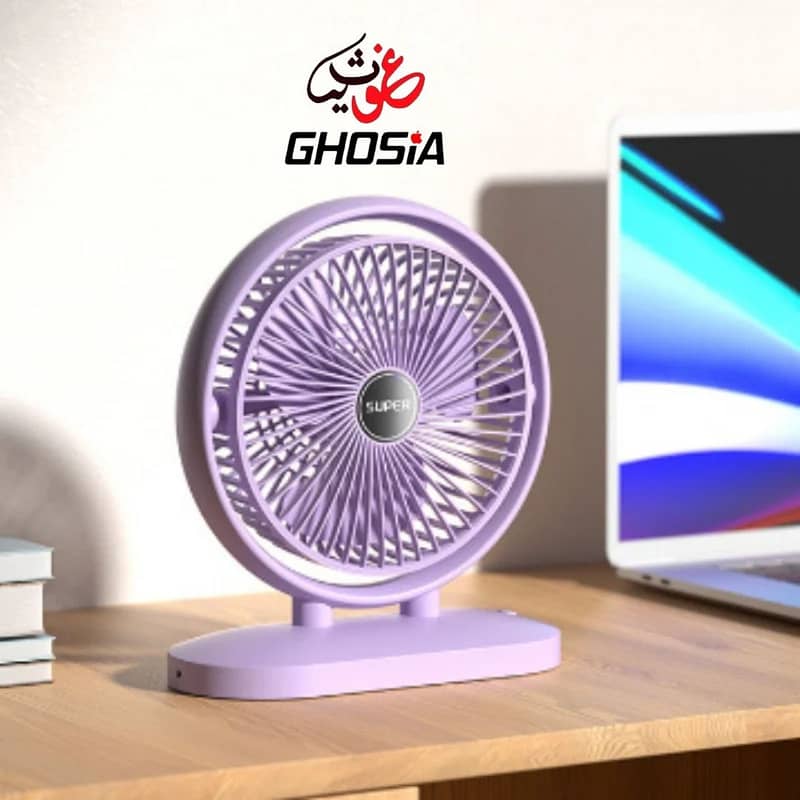 Electric Portable Mini Desk Fan 180° Rotating USB Rechargeable 3 Speed 3