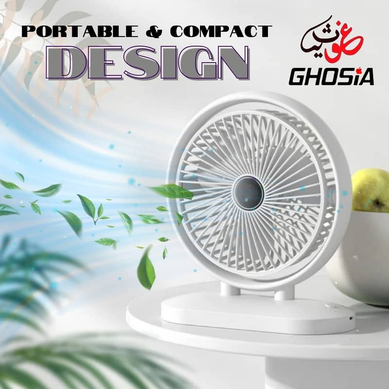 Electric Portable Mini Desk Fan 180° Rotating USB Rechargeable 3 Speed 4