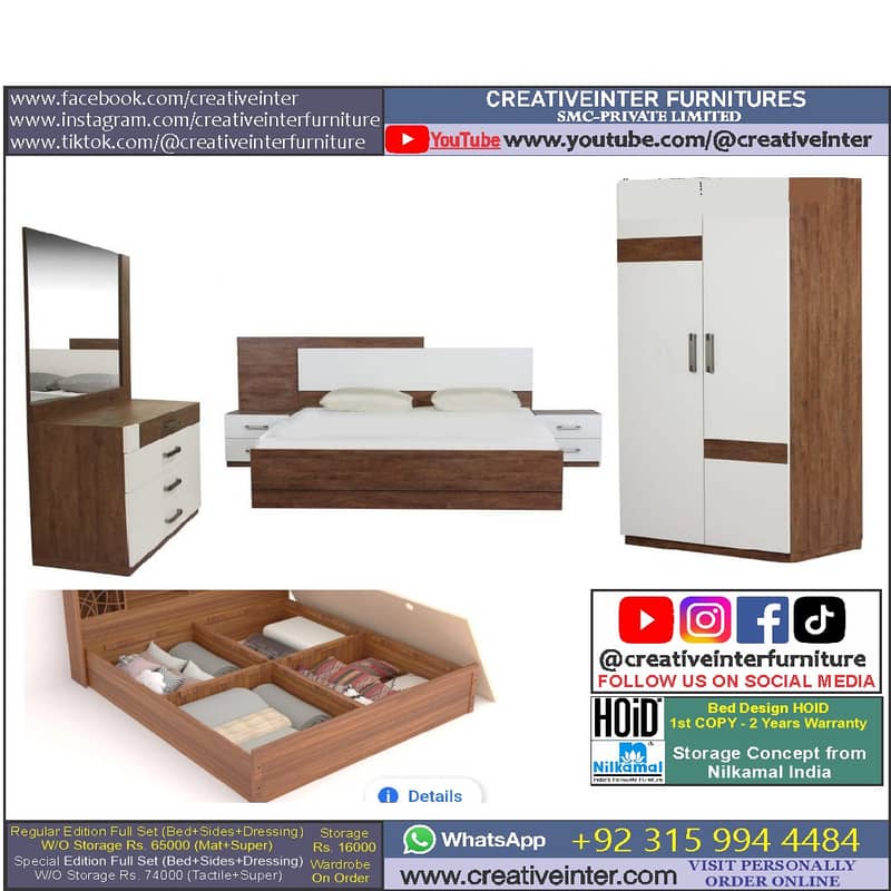 Double Bed Single King Size Dressing Side Table Queen Set Furniture 2