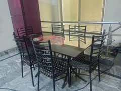 Dining Table - Glass with 6 Chairs | Very Good Condition & Modern Look