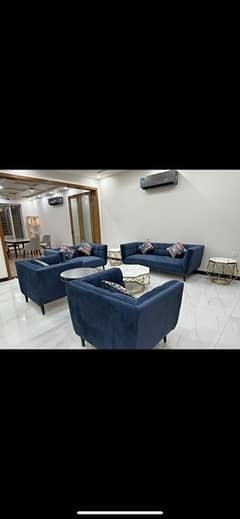 7 seater sofa new construction 2 month use only blue colour with