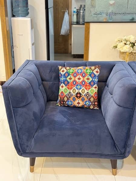 7 seater sofa new construction 2 month use only blue colour with 3