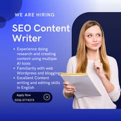 SEO Content Writer Needed for Office Based Job ( Should be from RWP)