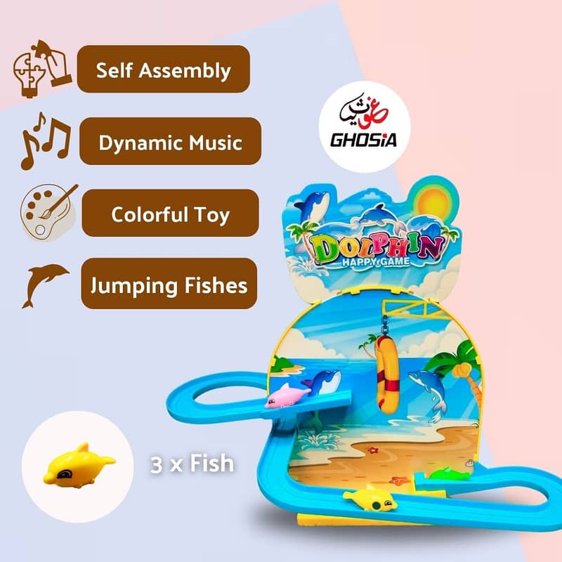Playful Jumping Dolphin Playset Magnetic Fish DIY Track Set 9