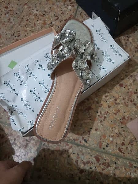 insignia sandal silver flats 2