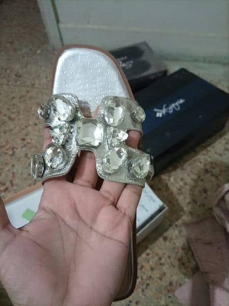 insignia sandal silver flats 4