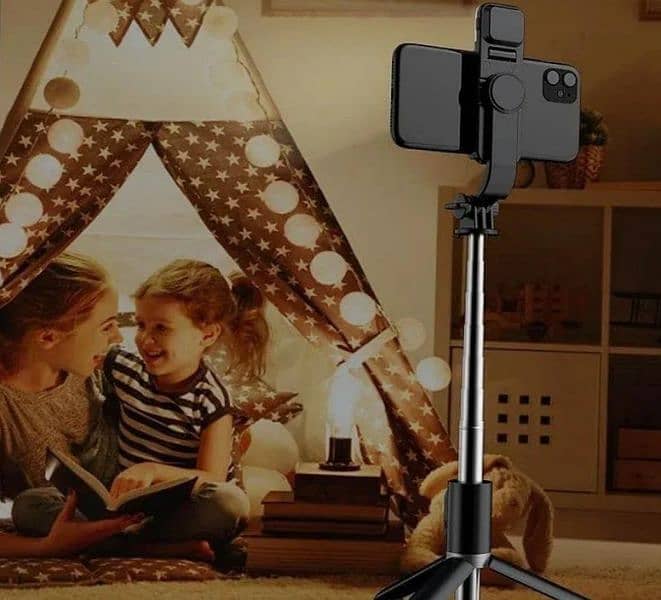 selfie stick with led light and with mini tripod stand 2