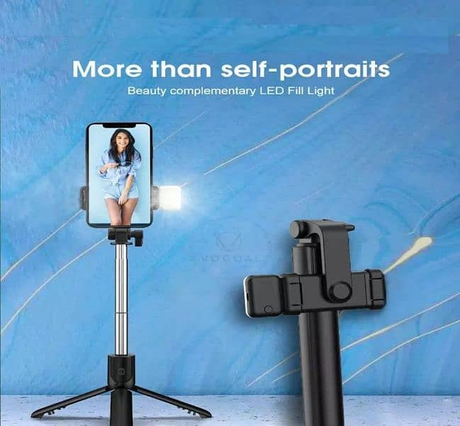 selfie stick with led light and with mini tripod stand 4