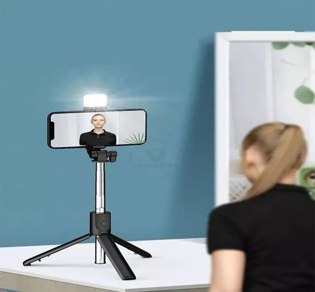 selfie stick with led light and with mini tripod stand 5