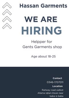 Need sales man for garments shop