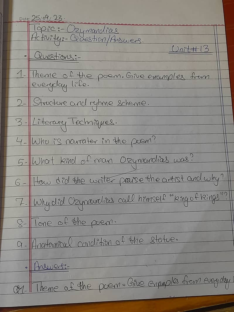 Handwriting Assignment work 6
