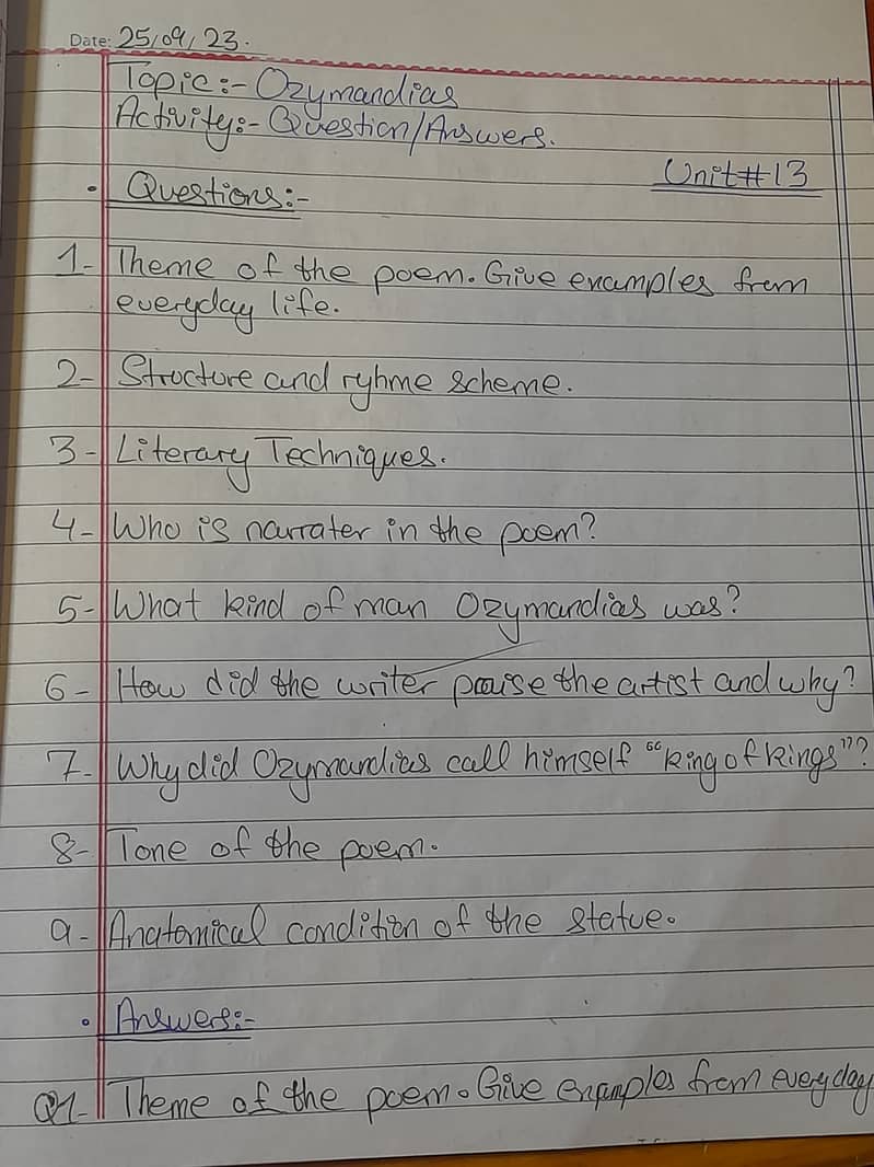 Handwriting Assignment work 16