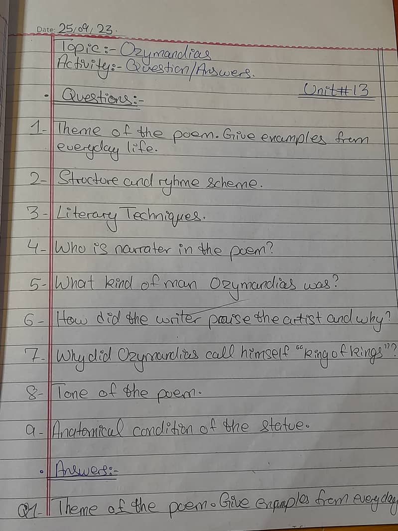Handwriting Assignment work 17