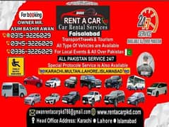 Rent a car Faisalabad/car Rental Service/To All Over Pakistan 24/7 )