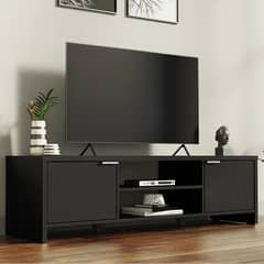 Modern Tv Console With Cabinets And Cable Management 0