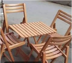 Wooden Folding Chairs & Table (Beech wood)