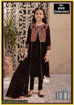 3 piece girl's unstitched lawn embroidered suit