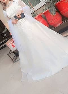 white color full length maxi with heavy can can net