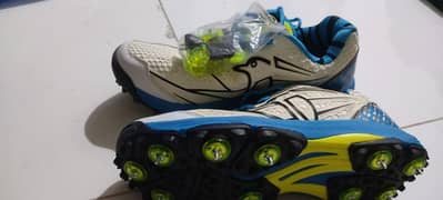 (NEW) kookaburra pro FLEX 360 Spike cricket shoes BLUE & LIME 0
