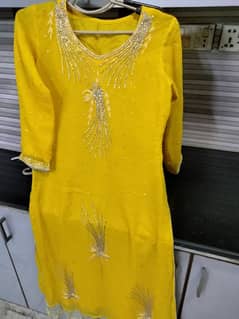 Mukesh work 3 PCs yellow  Suit stiched 0