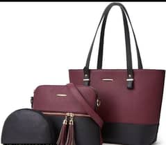 3pc woman shoulder bag leather