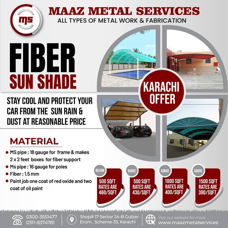 Sun Shade | Fiber car parking Shade | window shade | fiber room 1