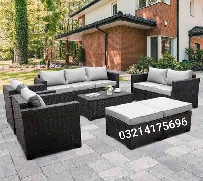 OUTDOOR GARDEN RATTAN UPVC FURNITURE SOFA SET CHAIRS TABLE UMBRELLA 2