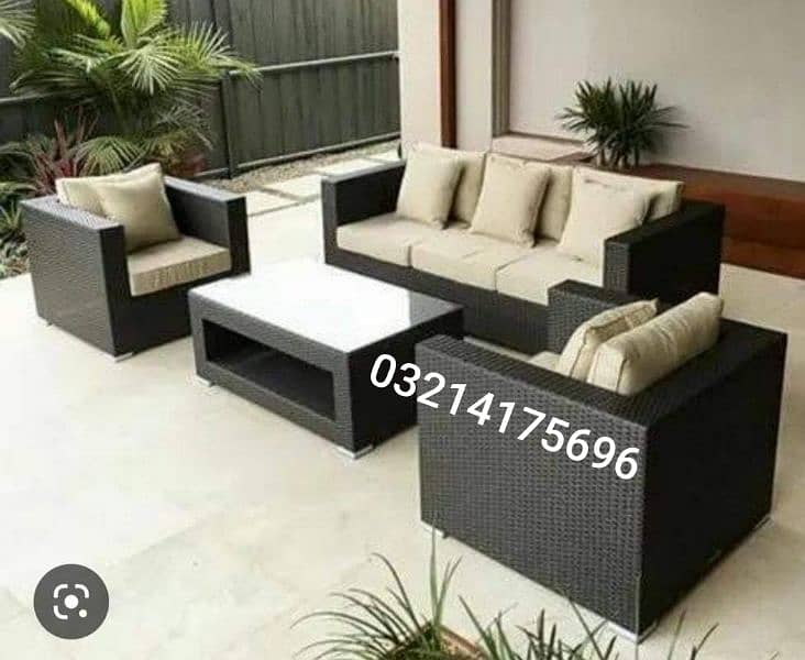 OUTDOOR GARDEN RATTAN UPVC FURNITURE SOFA SET CHAIRS TABLE UMBRELLA 3