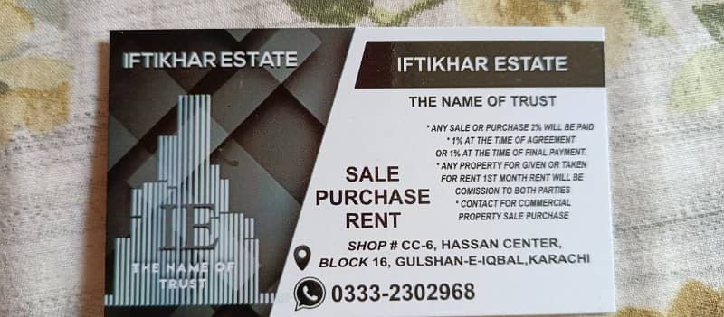Gulshan block 16. . 1 floor flat for sale iftikhar estate 1