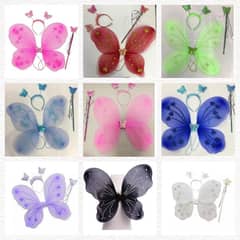 Butterfly Wings l Kids Baby Wings 3 Pcs Set (Wing+Stick+Hairband) 0