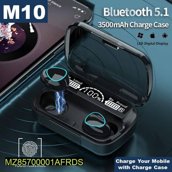 New M10 Wireless Erabuds black free delivery for all pakistan 0