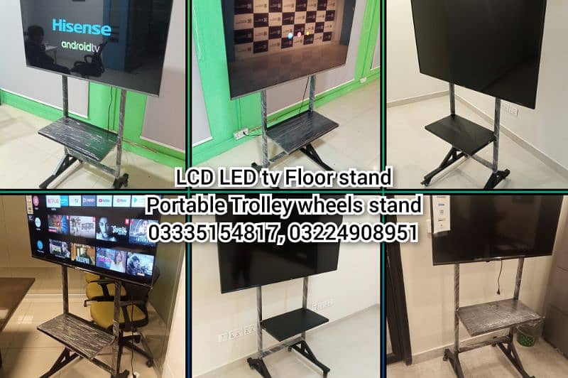 Portable floor stand for LCD LED tv monitor height adjustable 14-43" 2