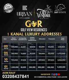 Golf View 1 Kanal Plot Files for Sale in City Venture District on Easy Installments