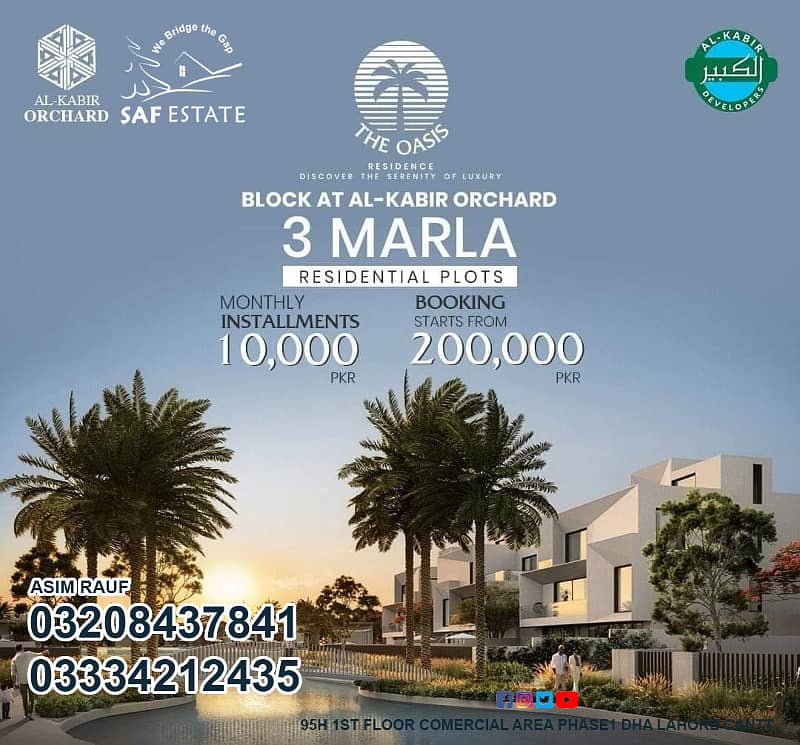 3 Marla Plot Files for Sale in The Oasis Block on Easy Installments 2