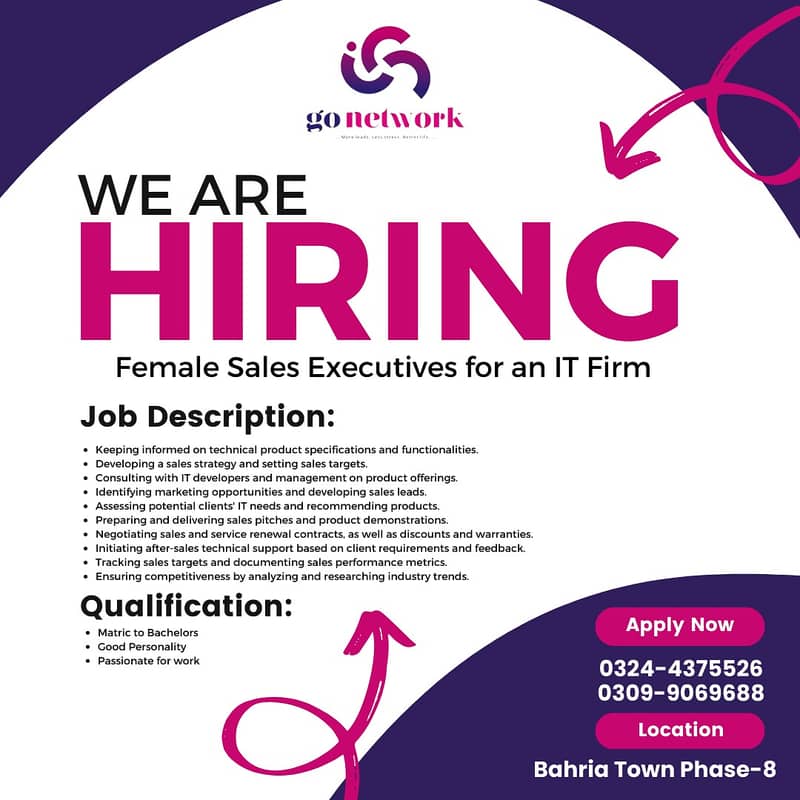 We're Hiring Female Sales Staff for an IT Firm 0