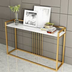 Modern Narrow Console Table Gold Finish 0