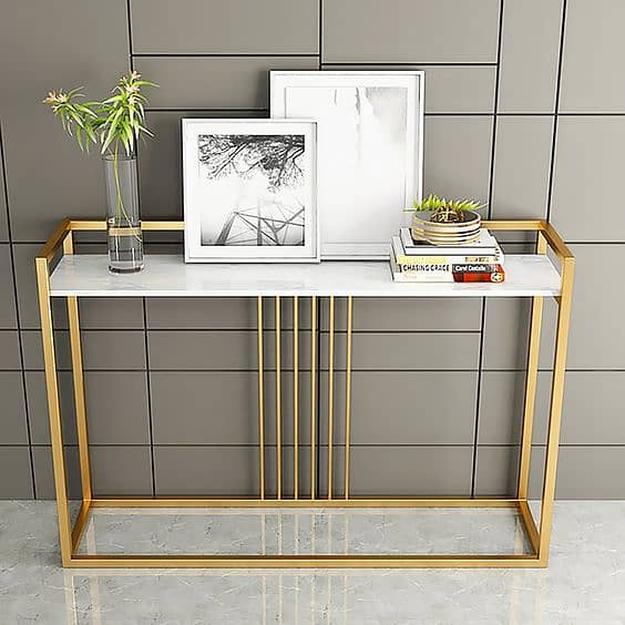 Modern Narrow Console Table Gold Finish 1