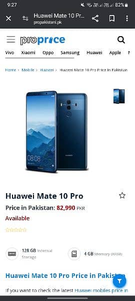 Huawei mate 10 Pro 6/128 no open repair just back par aik break hai 1