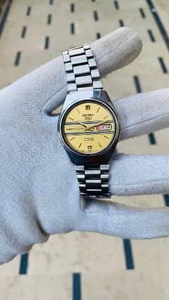 Seiko 5 automatic original golden dial watch