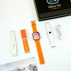 Ultra V2 New Fashion 2.2 Large Screen With 4 Straps Smart Watch Orange