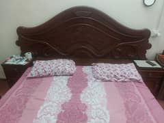 DOUBLE BED WITH SPRING METRESS & TWO SIDE TABLES